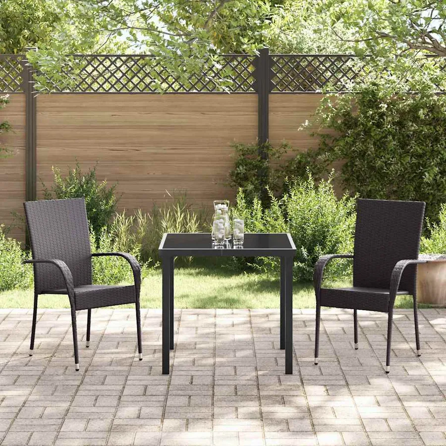 Ensemble de salle à manger pour jardin 3 pcs Marron - 4