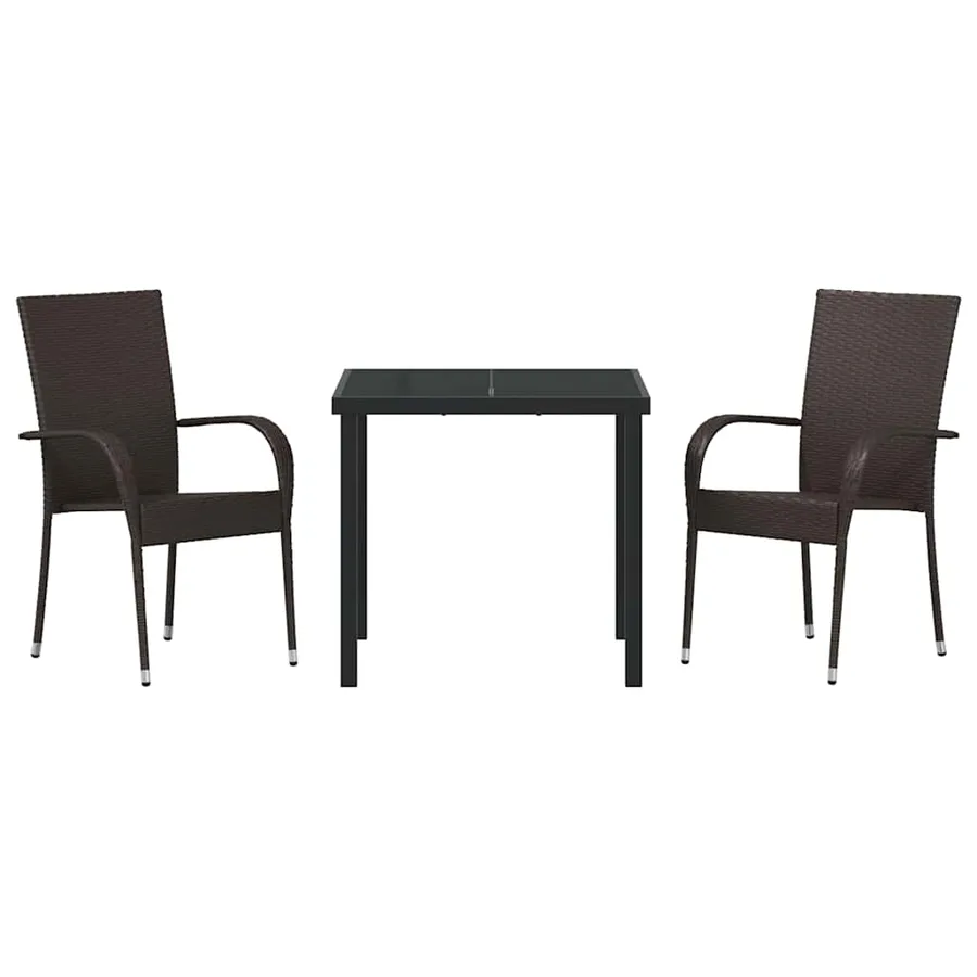 Ensemble de salle à manger pour jardin 3 pcs Marron - 7