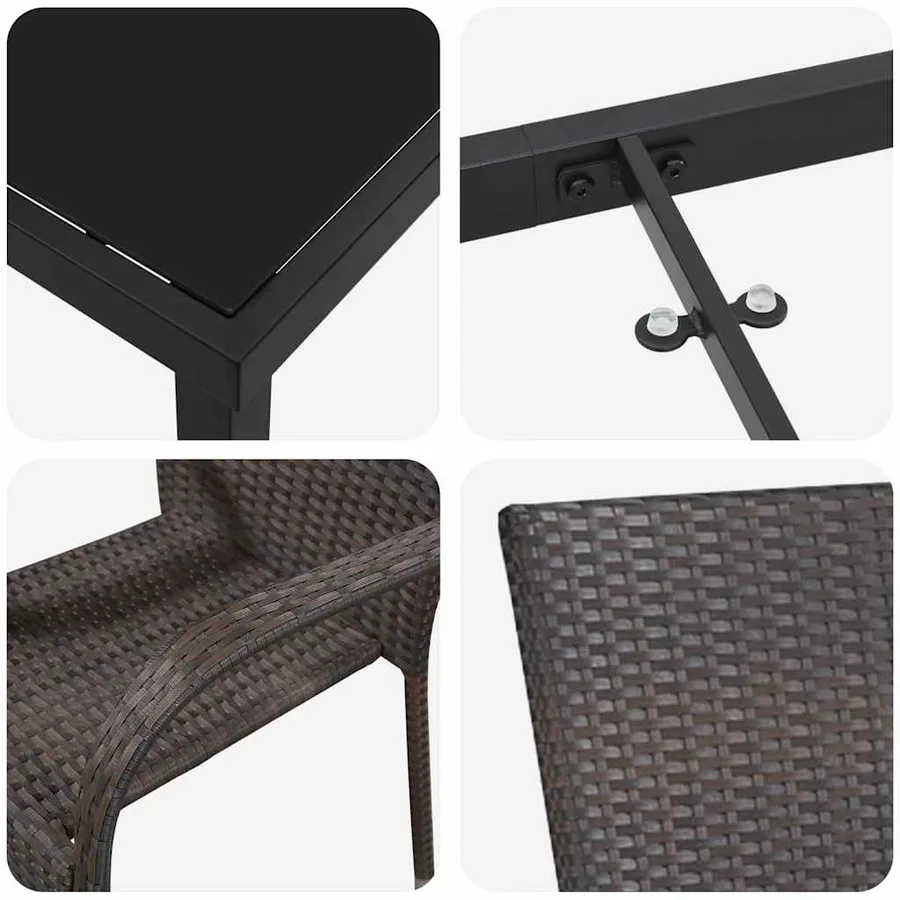 Ensemble de salle à manger pour jardin 3 pcs Marron - 9