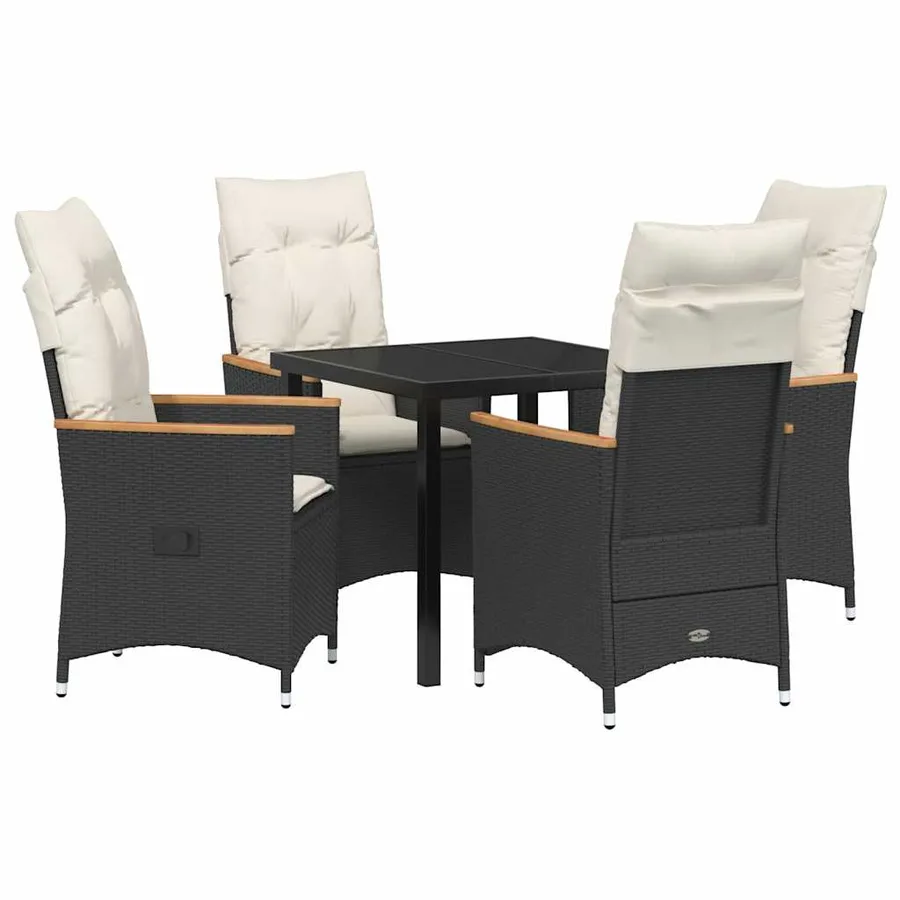 Ensemble de salle à manger pour jardin 5 pcs Noir polyrotin - 2