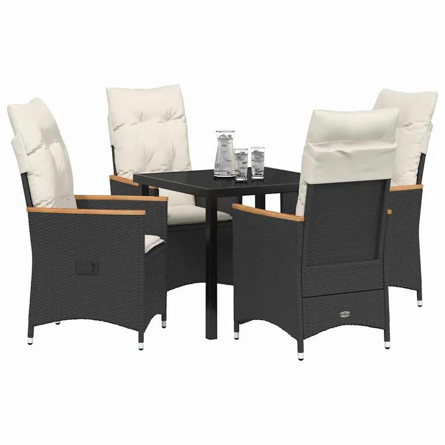 Ensemble de salle à manger pour jardin 5 pcs Noir polyrotin - 3