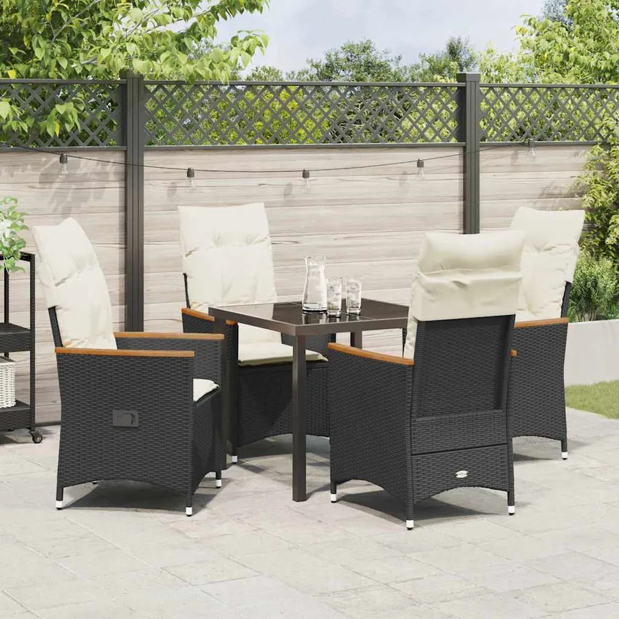 Ensemble de salle à manger pour jardin 5 pcs Noir polyrotin - 4