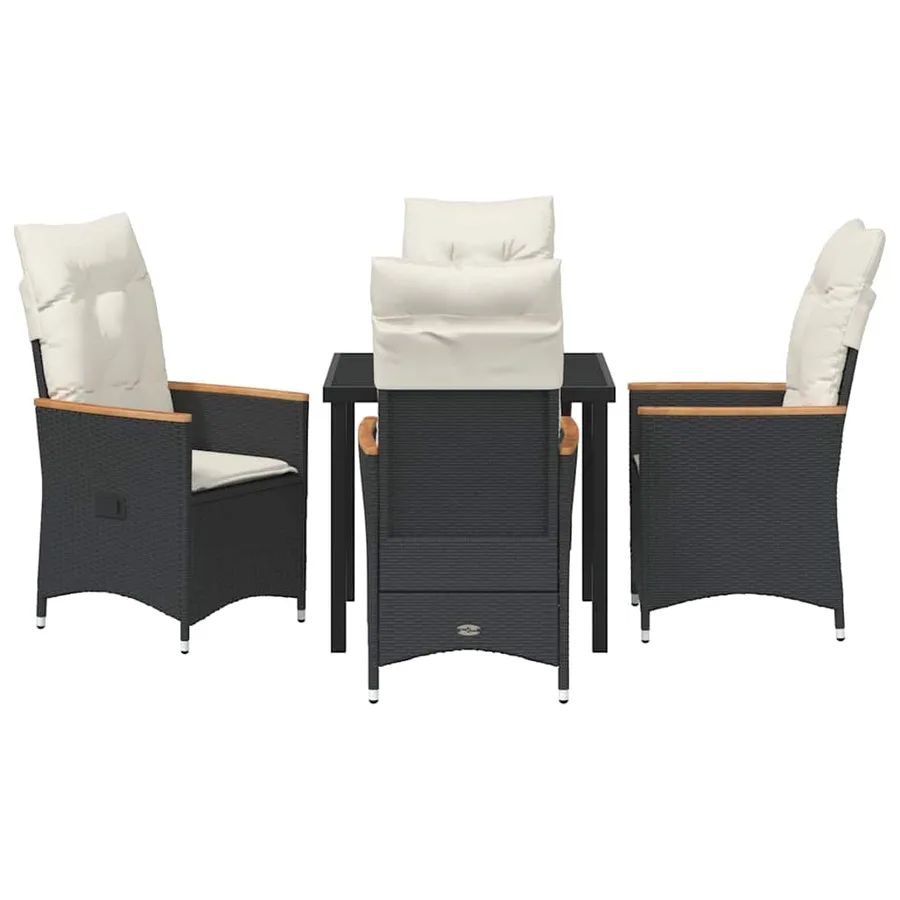 Ensemble de salle à manger pour jardin 5 pcs Noir polyrotin - 7