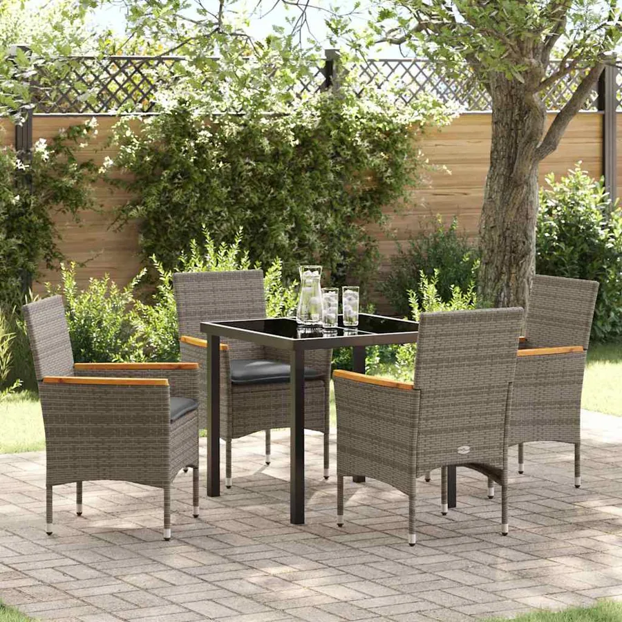 Ensemble de salle à manger pour jardin 5 pcs Gris polyrotin