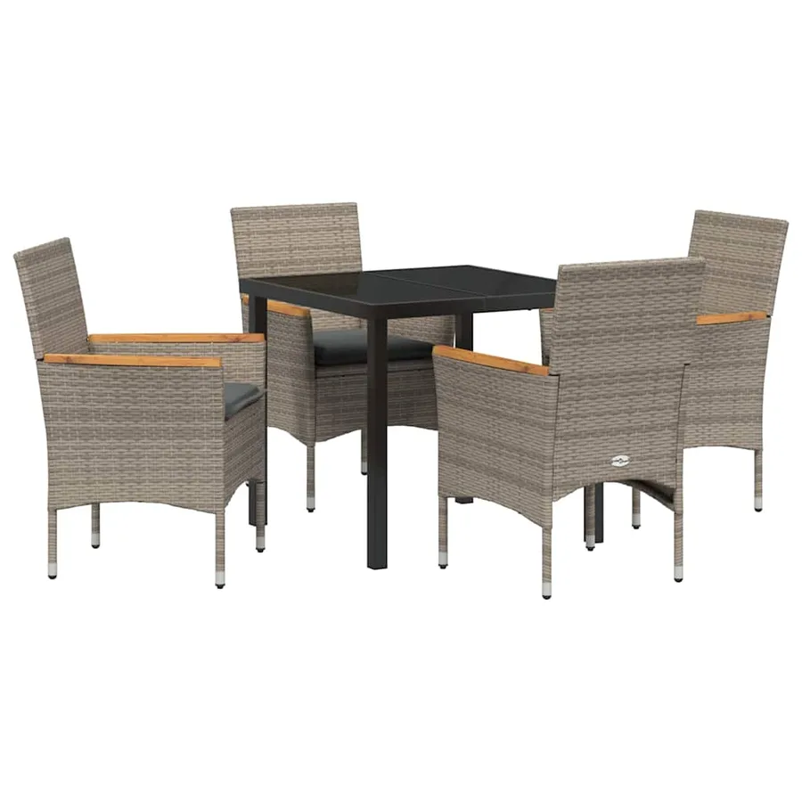 Ensemble de salle à manger pour jardin 5 pcs Gris polyrotin - 2