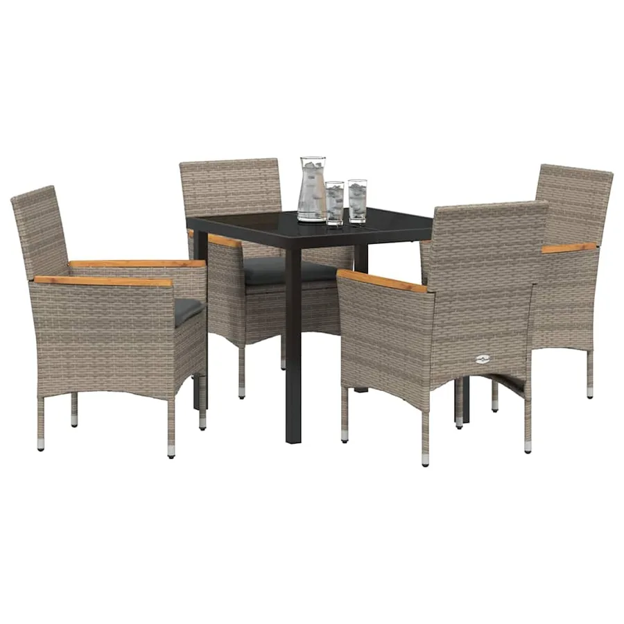 Ensemble de salle à manger pour jardin 5 pcs Gris polyrotin - 3