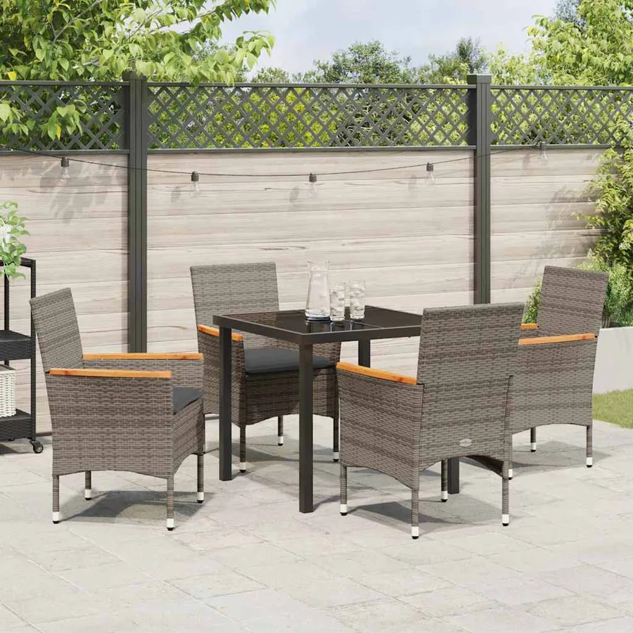 Ensemble de salle à manger pour jardin 5 pcs Gris polyrotin - 4