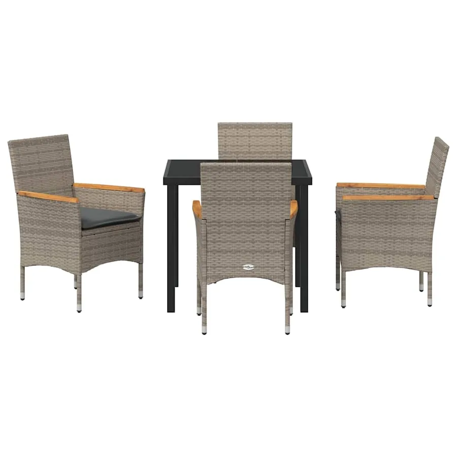 Ensemble de salle à manger pour jardin 5 pcs Gris polyrotin - 7