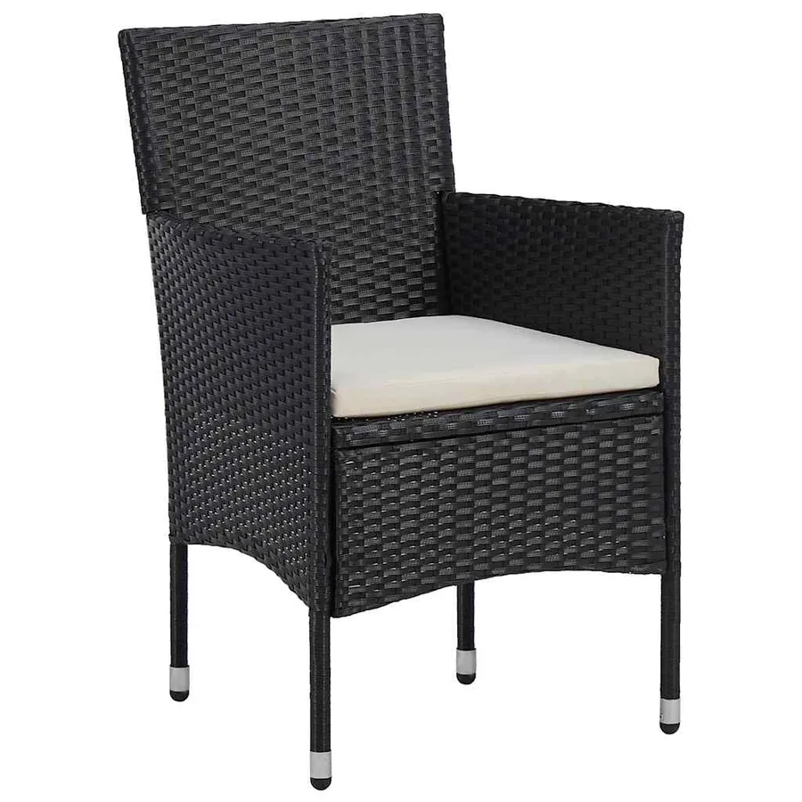 Ensemble de salle à manger pour jardin 3 pcs Noir polyrotin - 6