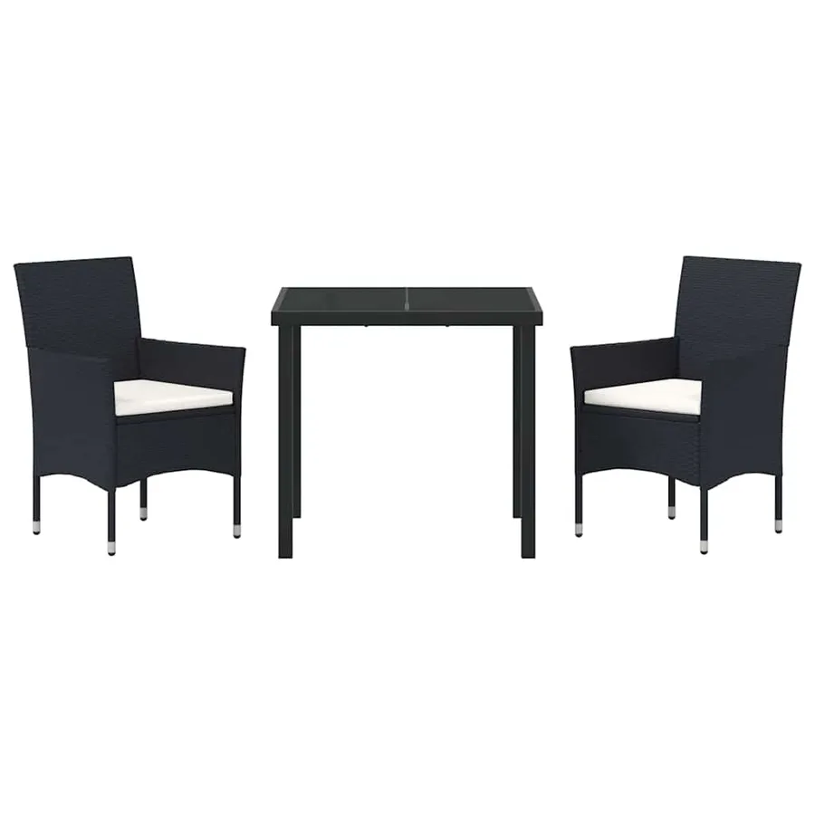Ensemble de salle à manger pour jardin 3 pcs Noir polyrotin - 7