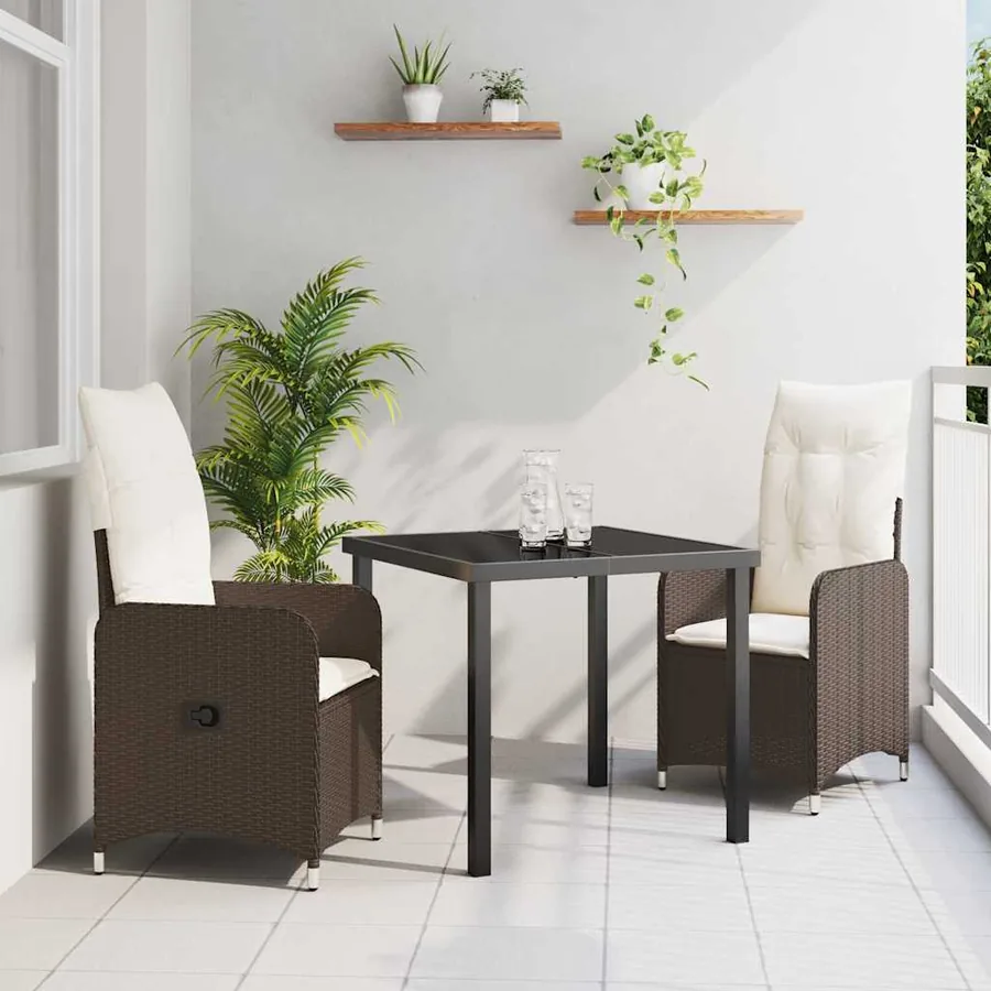 Ensemble de salle à manger pour jardin 3 pcs Marron polyrotin