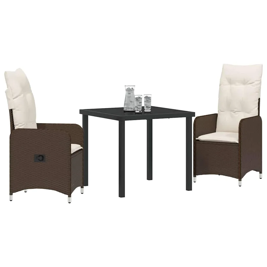 Ensemble de salle à manger pour jardin 3 pcs Marron polyrotin - 3