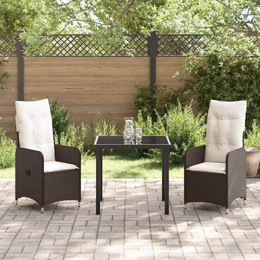 Ensemble de salle à manger pour jardin 3 pcs Marron polyrotin - 4