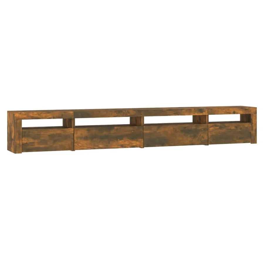 Meuble TV avec lumières LED Chêne fumé 270x35x40 cm - 7