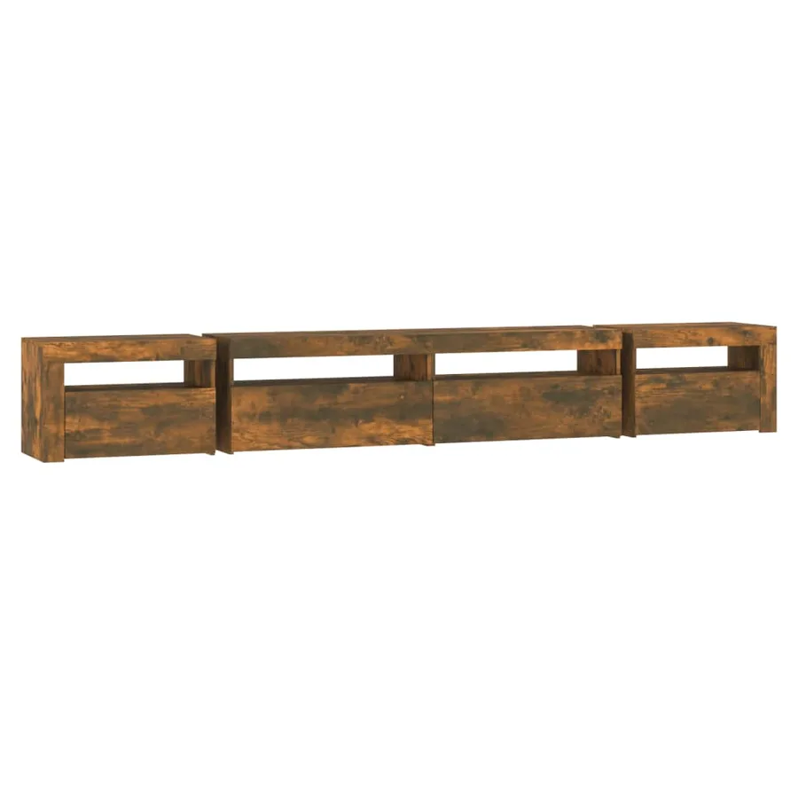 Meuble TV avec lumières LED Chêne fumé 270x35x40 cm - 8