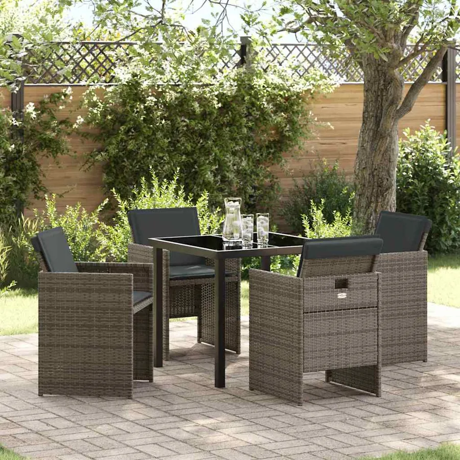 Ensemble de salle à manger pour jardin 5 pcs Gris polyrotin