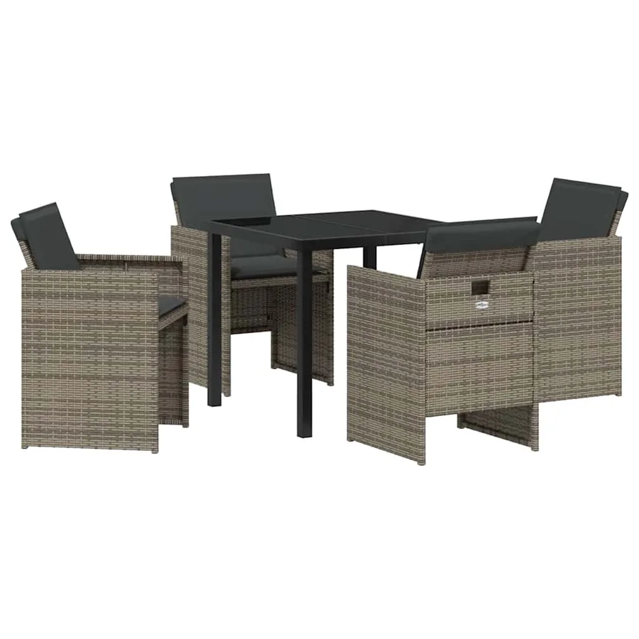Ensemble de salle à manger pour jardin 5 pcs Gris polyrotin - 2