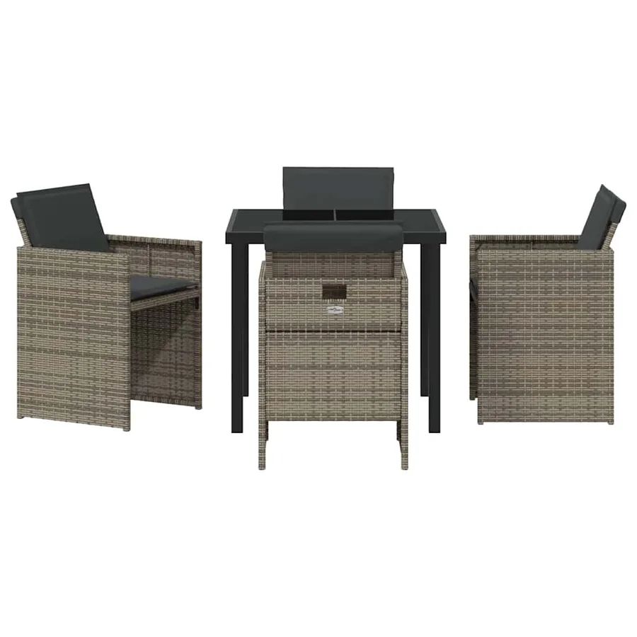 Ensemble de salle à manger pour jardin 5 pcs Gris polyrotin - 7