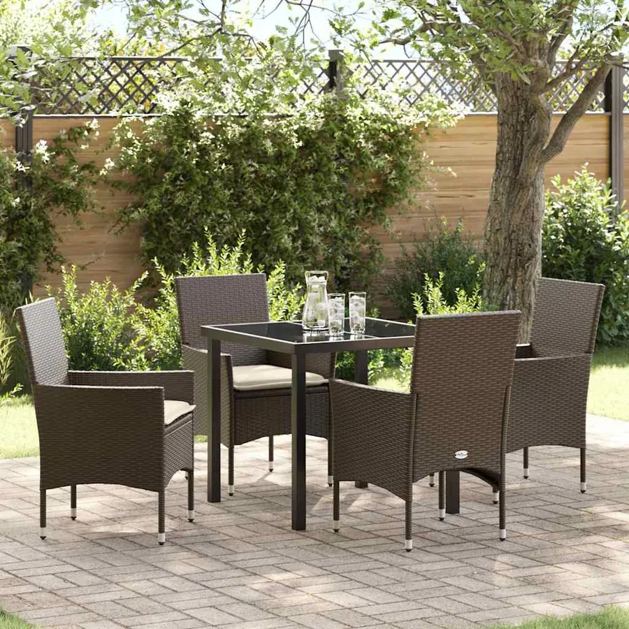 Ensemble de salle à manger pour jardin 5 pcs Marron polyrotin