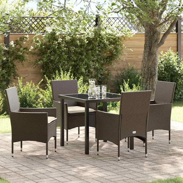 Ensemble de salle à manger pour jardin 5 pcs Marron polyrotin