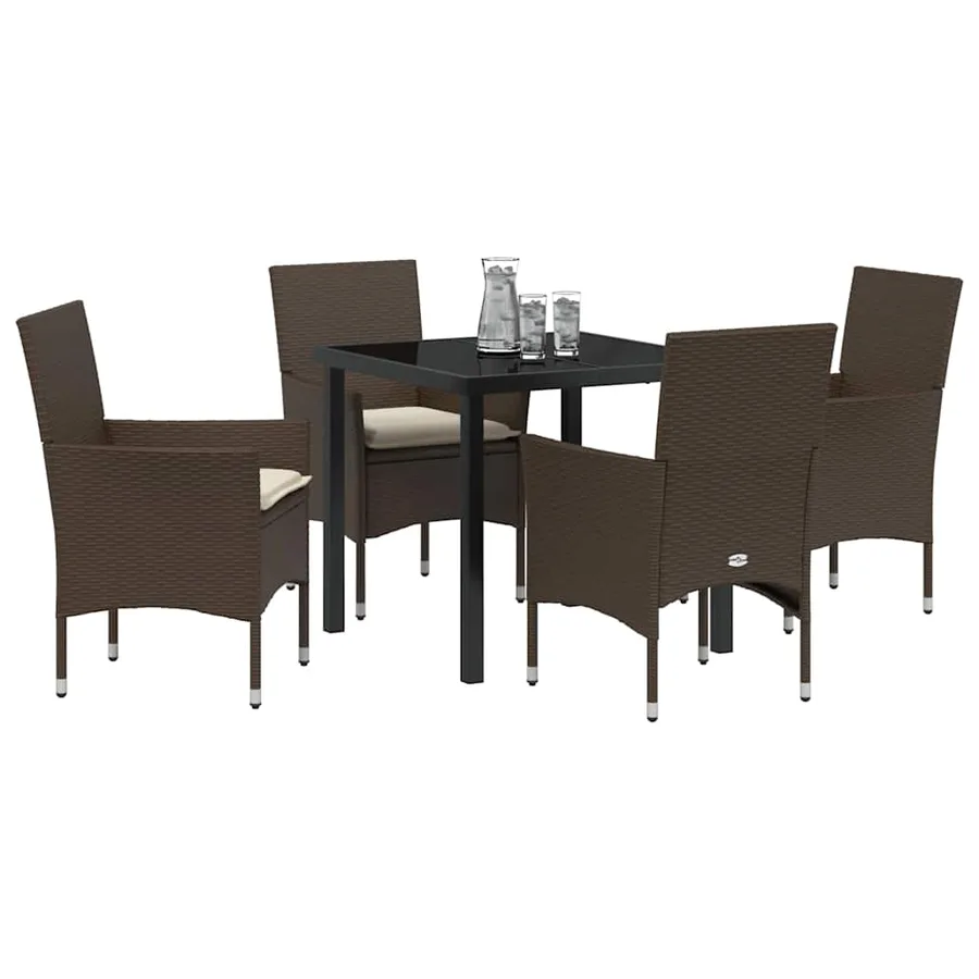 Ensemble de salle à manger pour jardin 5 pcs Marron polyrotin - 3
