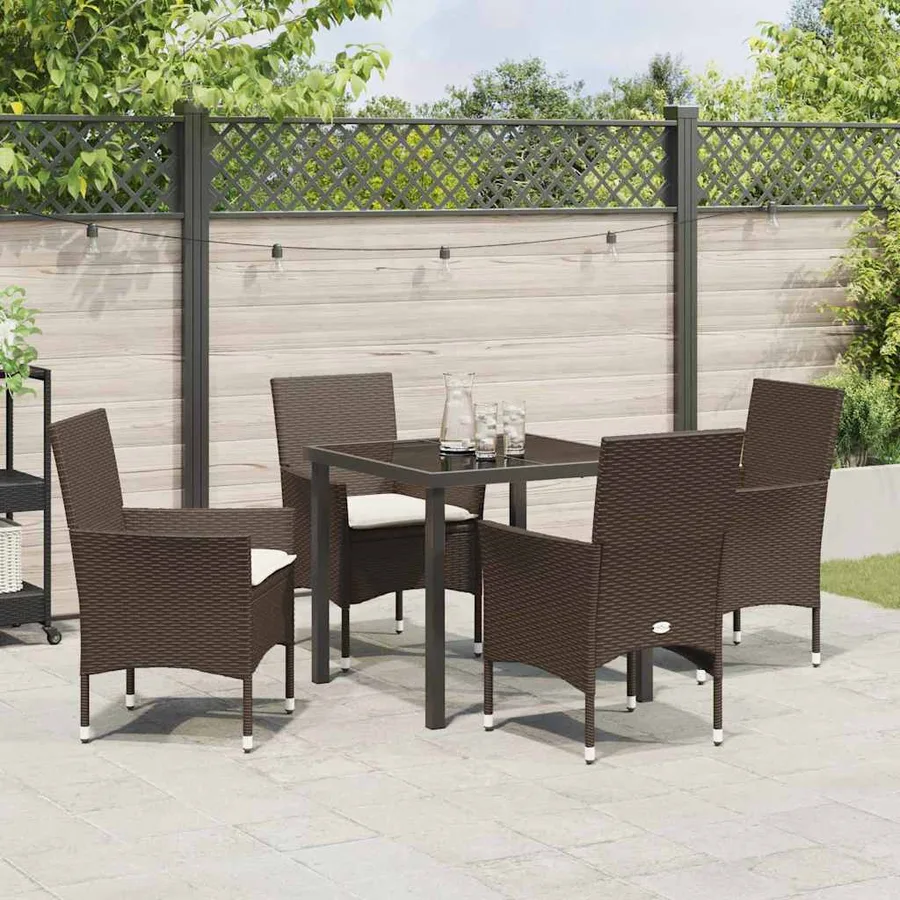 Ensemble de salle à manger pour jardin 5 pcs Marron polyrotin - 4