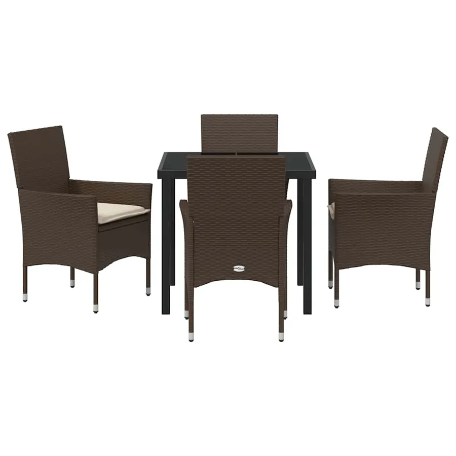 Ensemble de salle à manger pour jardin 5 pcs Marron polyrotin - 7