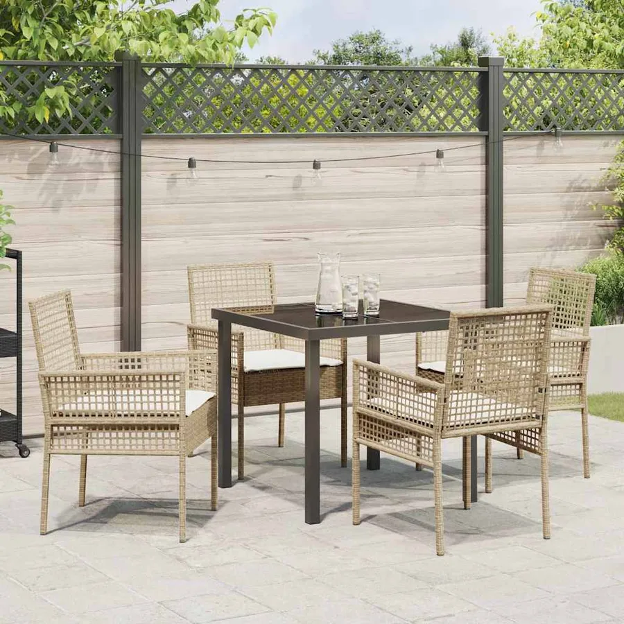 Ensemble de salle à manger pour jardin 5 pcs Beige polyrotin - 4
