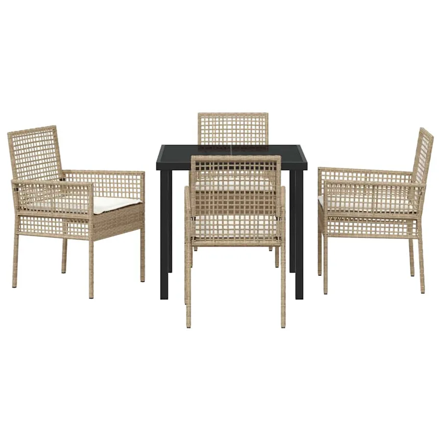 Ensemble de salle à manger pour jardin 5 pcs Beige polyrotin - 7