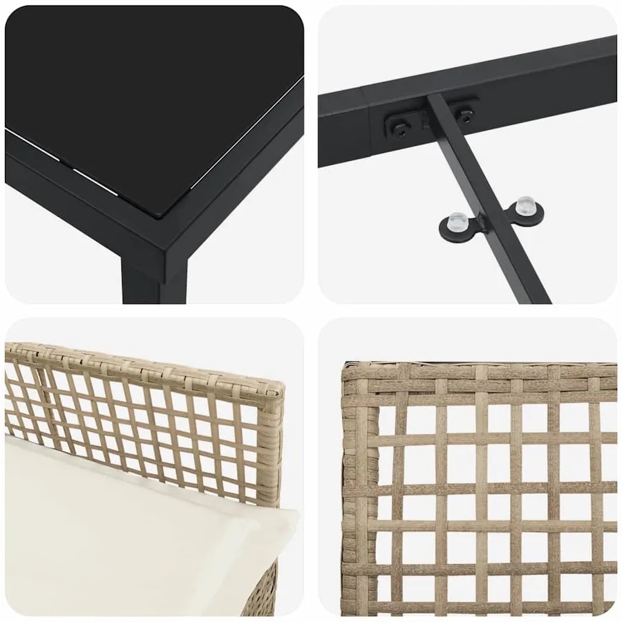 Ensemble de salle à manger pour jardin 5 pcs Beige polyrotin - 9