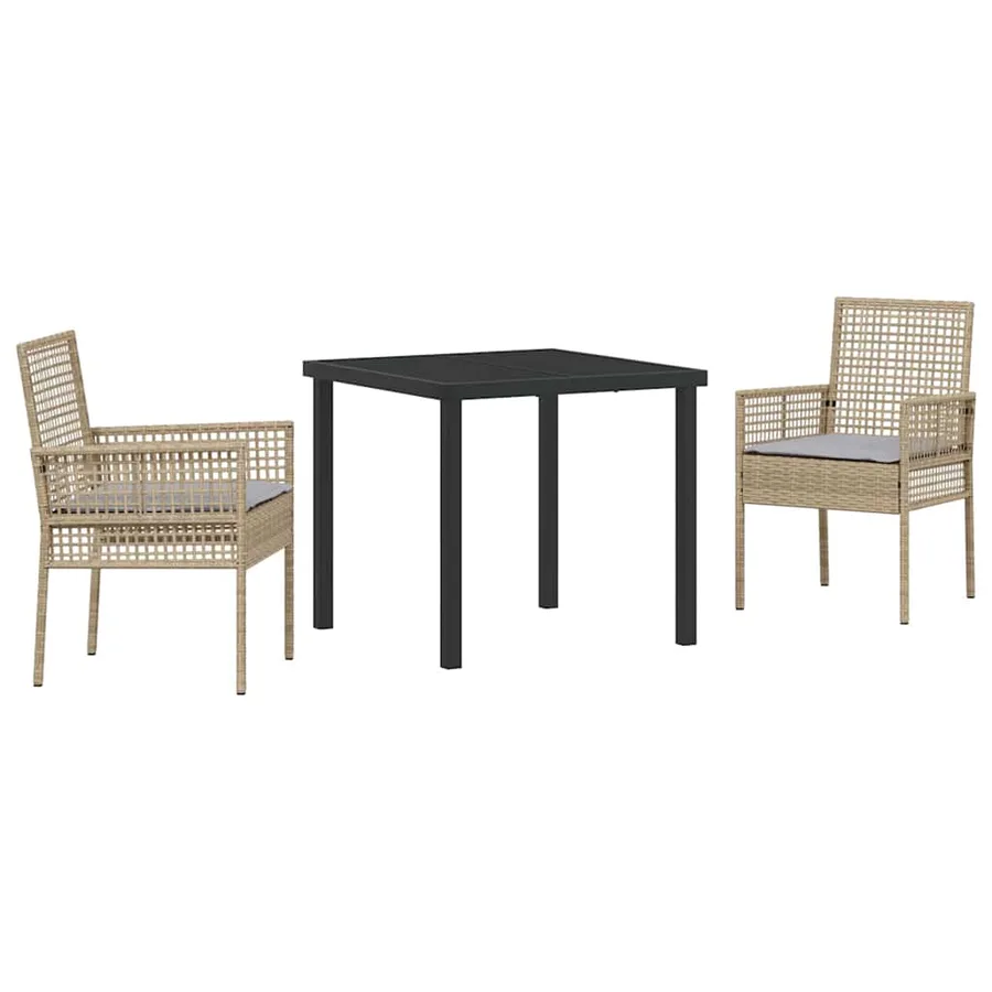 Ensemble de salle à manger pour jardin 3 pcs Beige polyrotin - 2