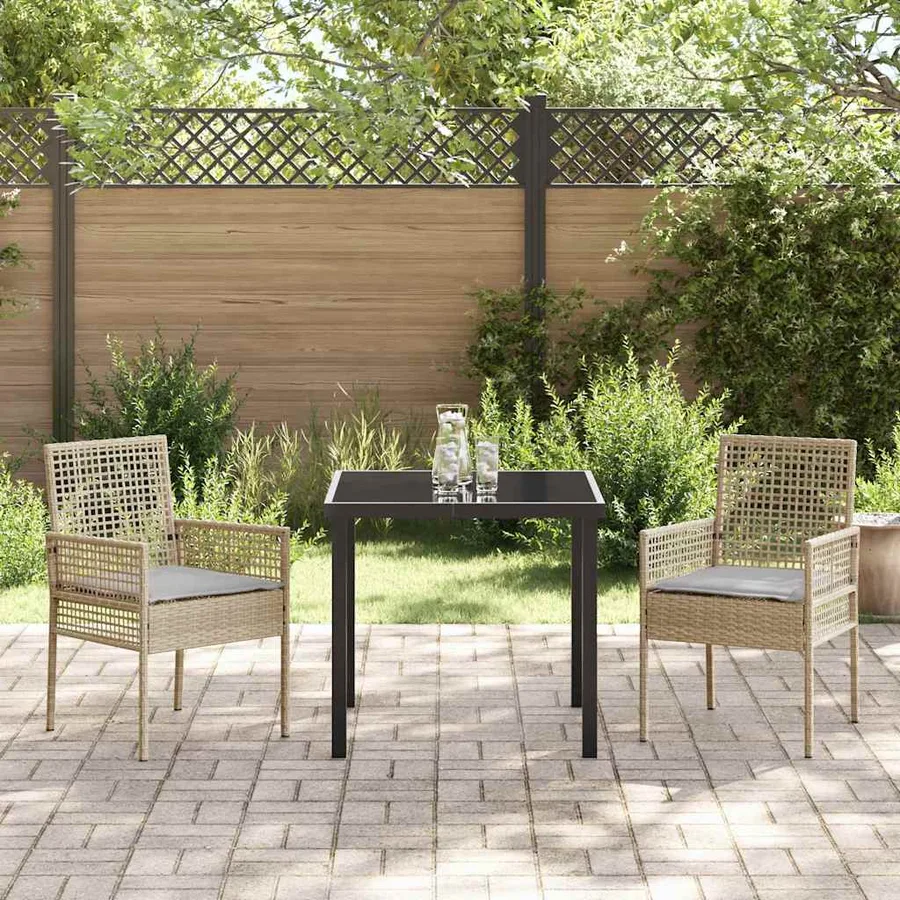 Ensemble de salle à manger pour jardin 3 pcs Beige polyrotin - 4