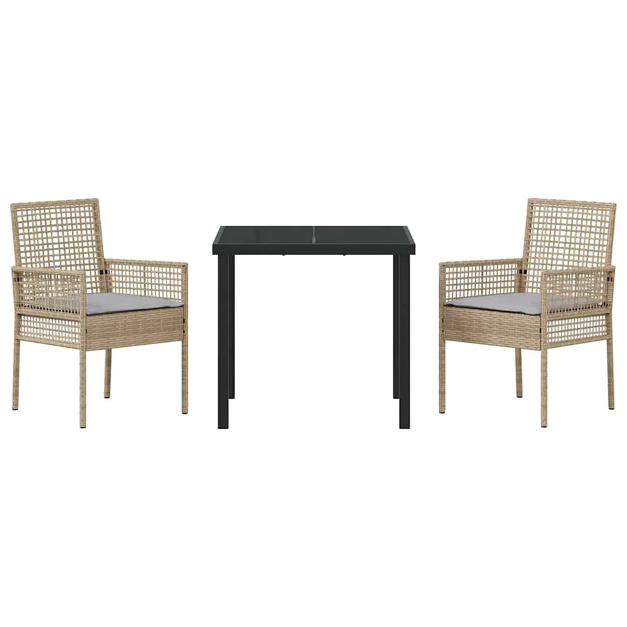 Ensemble de salle à manger pour jardin 3 pcs Beige polyrotin - 7