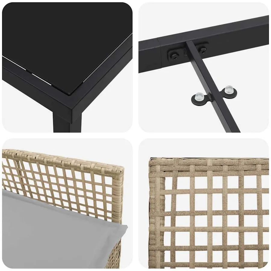 Ensemble de salle à manger pour jardin 3 pcs Beige polyrotin - 9
