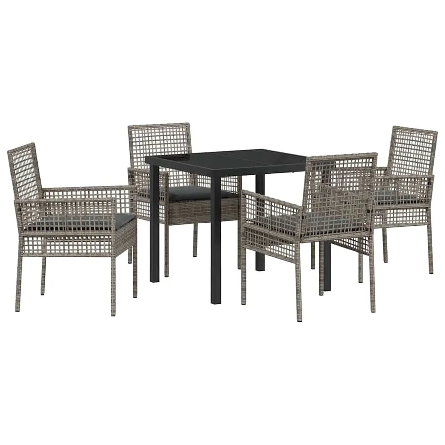 Ensemble de salle à manger pour jardin 5 pcs Gris polyrotin - 2