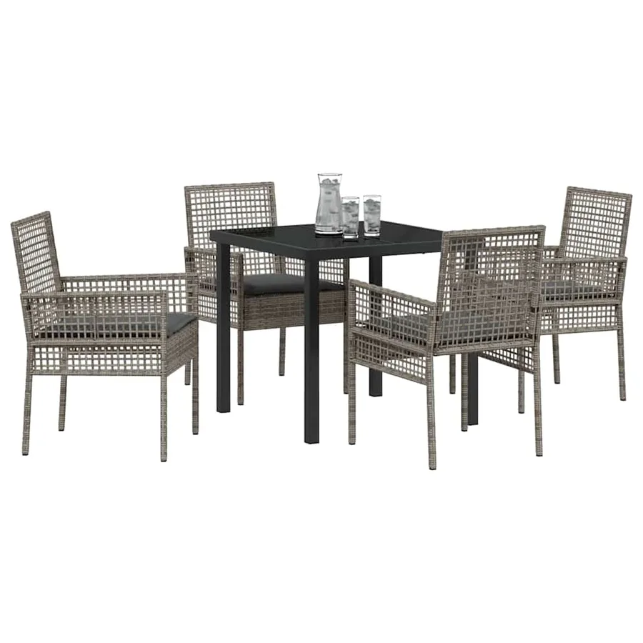 Ensemble de salle à manger pour jardin 5 pcs Gris polyrotin - 3