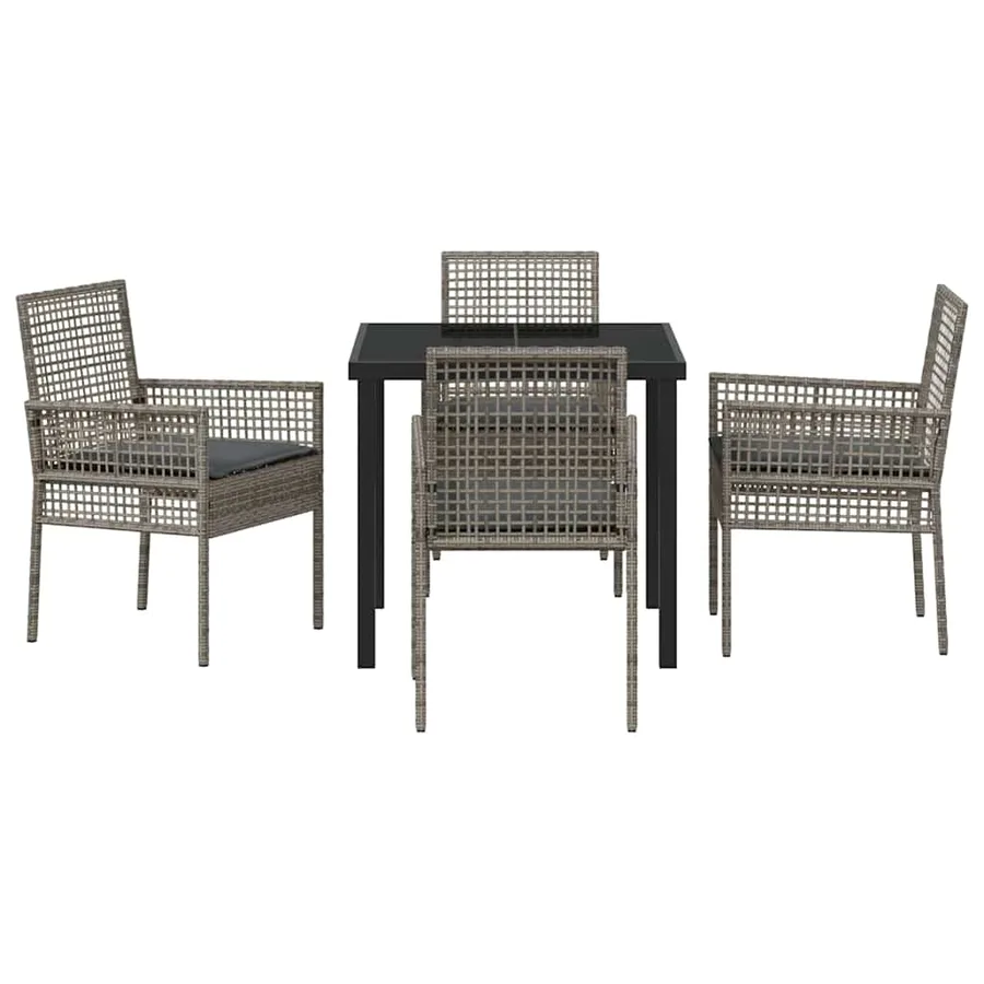 Ensemble de salle à manger pour jardin 5 pcs Gris polyrotin - 7