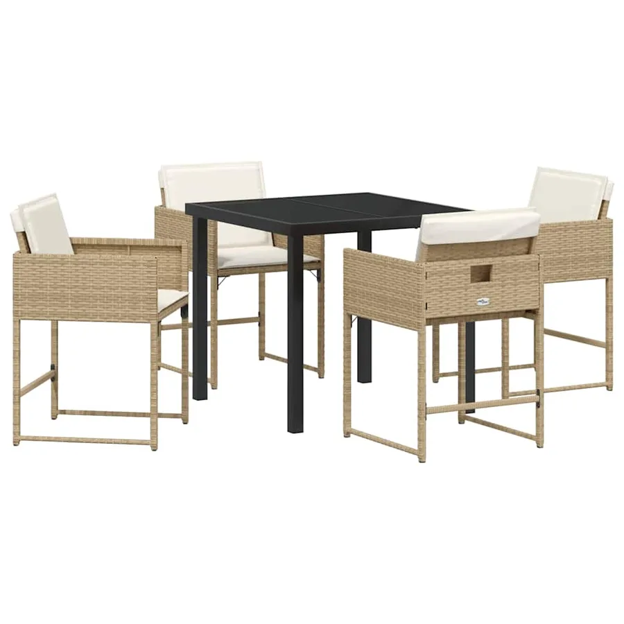 Ensemble de salle à manger pour jardin 5 pcs Beige polyrotin - 2