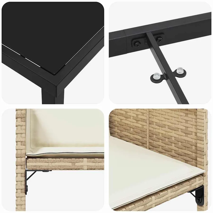 Ensemble de salle à manger pour jardin 5 pcs Beige polyrotin - 9