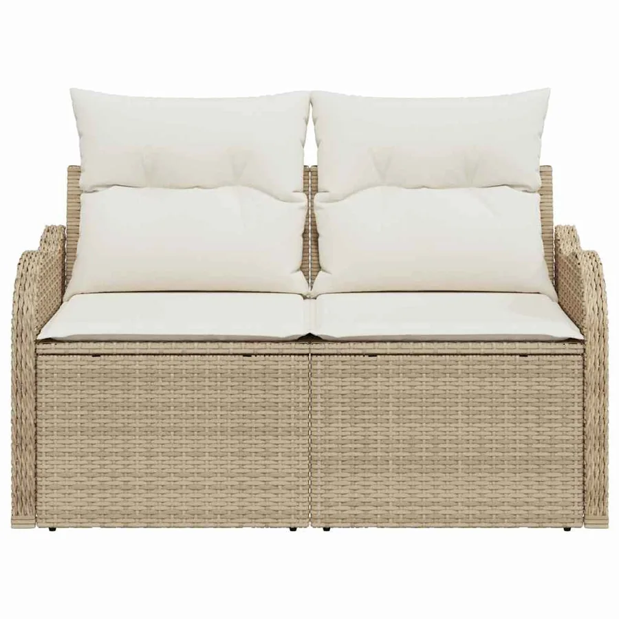 Canapé de jardin avec coussin Beige 121 x 62 x 69cm polyrotin - 5