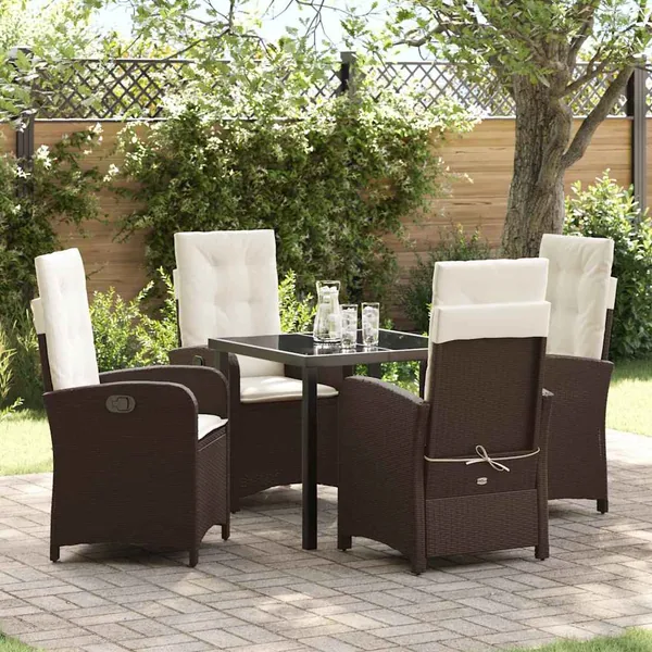 Ensemble de salle à manger pour jardin 5 pcs Marron polyrotin