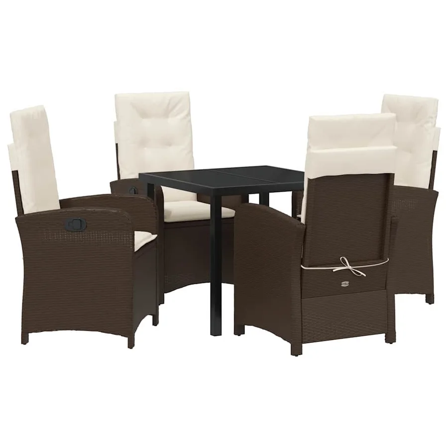 Ensemble de salle à manger pour jardin 5 pcs Marron polyrotin - 2
