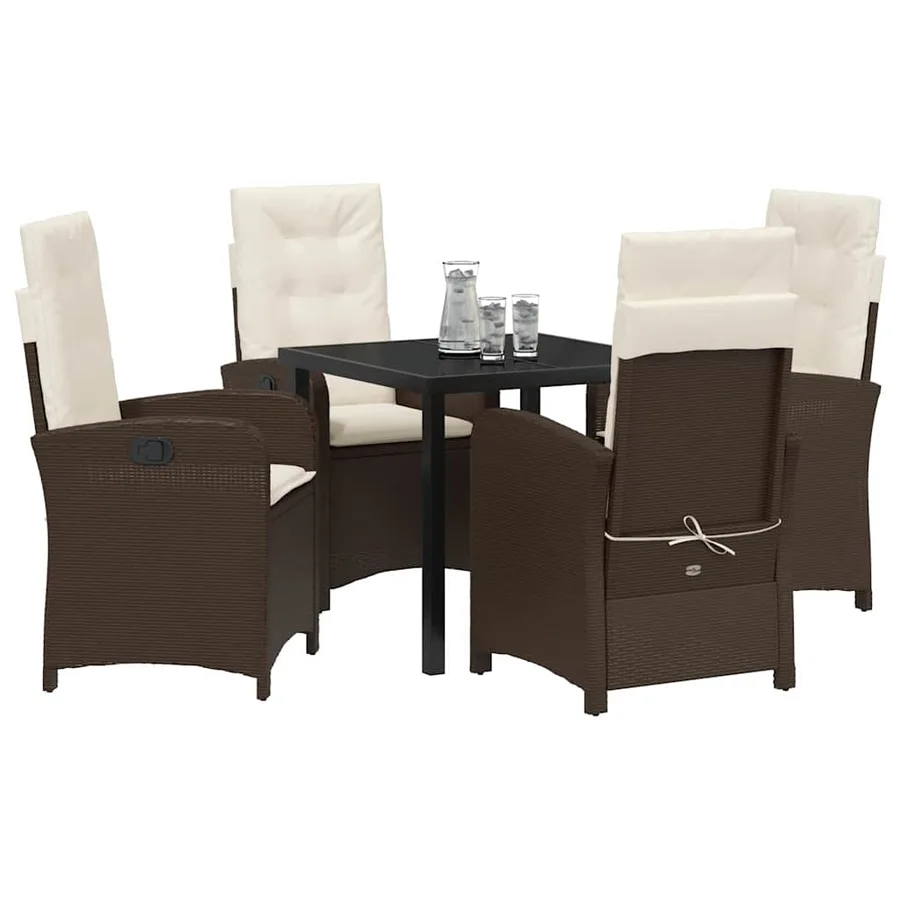 Ensemble de salle à manger pour jardin 5 pcs Marron polyrotin - 3