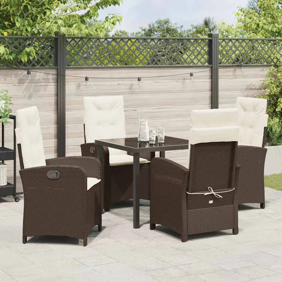 Ensemble de salle à manger pour jardin 5 pcs Marron polyrotin - 4