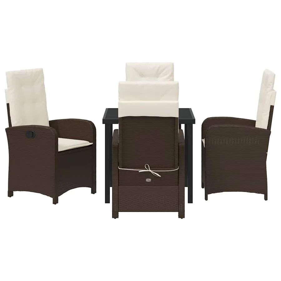 Ensemble de salle à manger pour jardin 5 pcs Marron polyrotin - 7