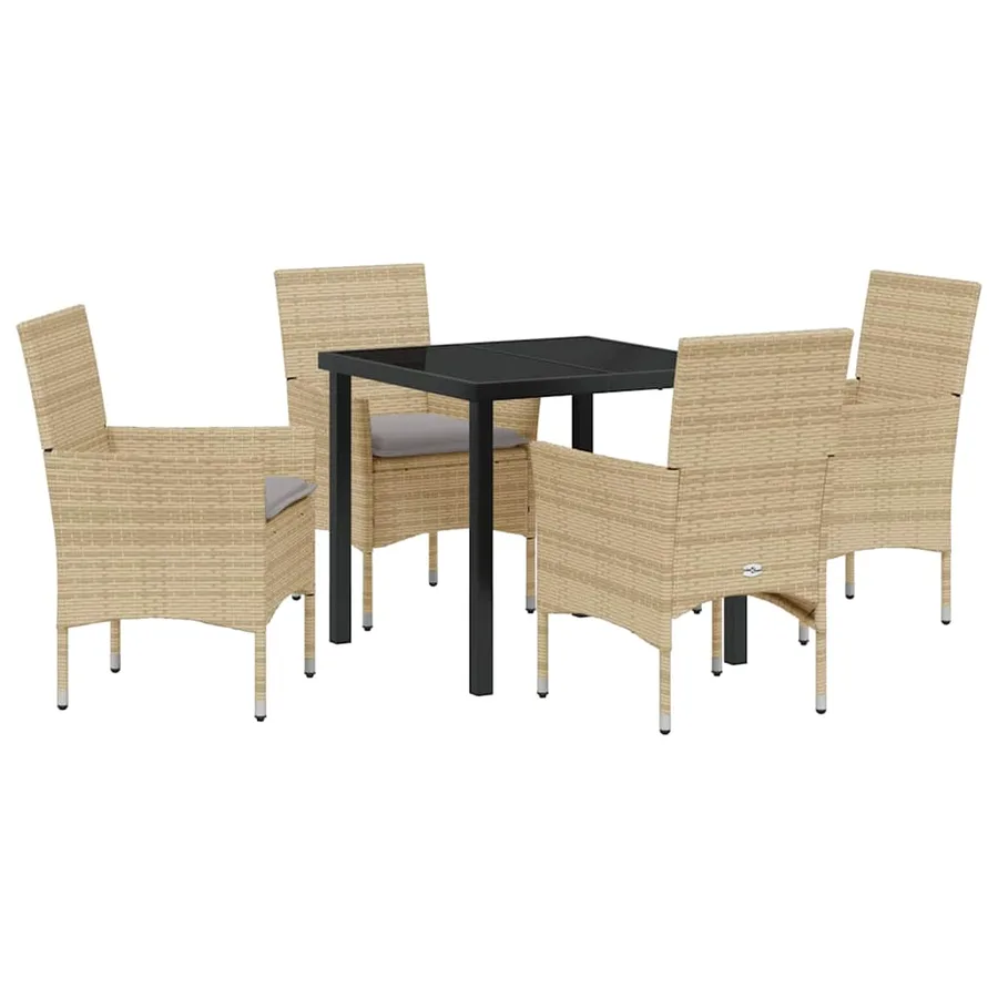 Ensemble de salle à manger pour jardin 5 pcs Beige polyrotin - 2