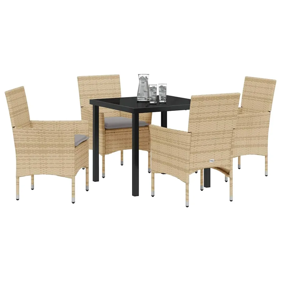 Ensemble de salle à manger pour jardin 5 pcs Beige polyrotin - 3