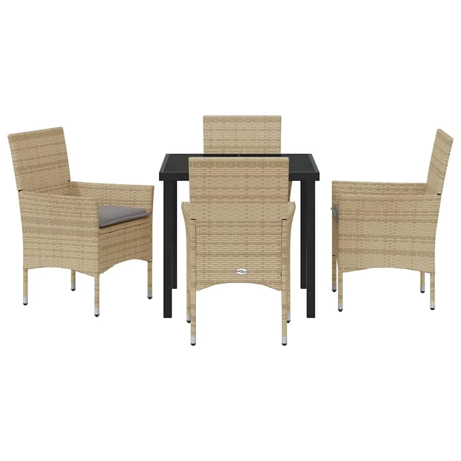 Ensemble de salle à manger pour jardin 5 pcs Beige polyrotin - 7