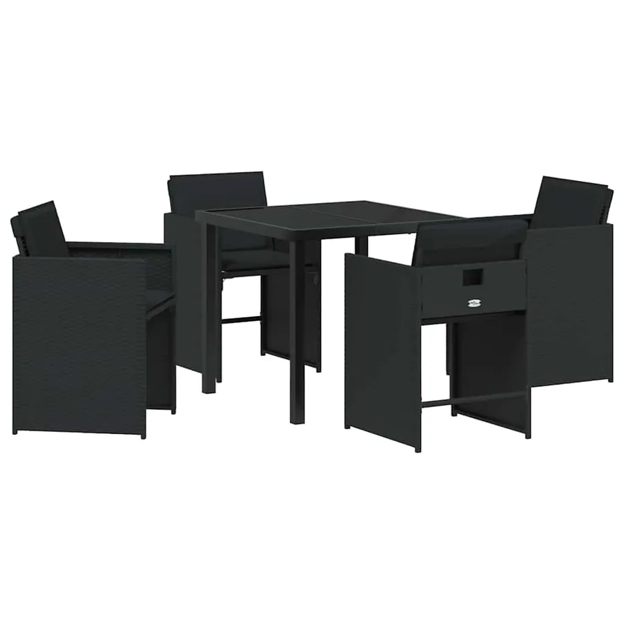 Ensemble de salle à manger pour jardin 5 pcs Noir polyrotin - 2