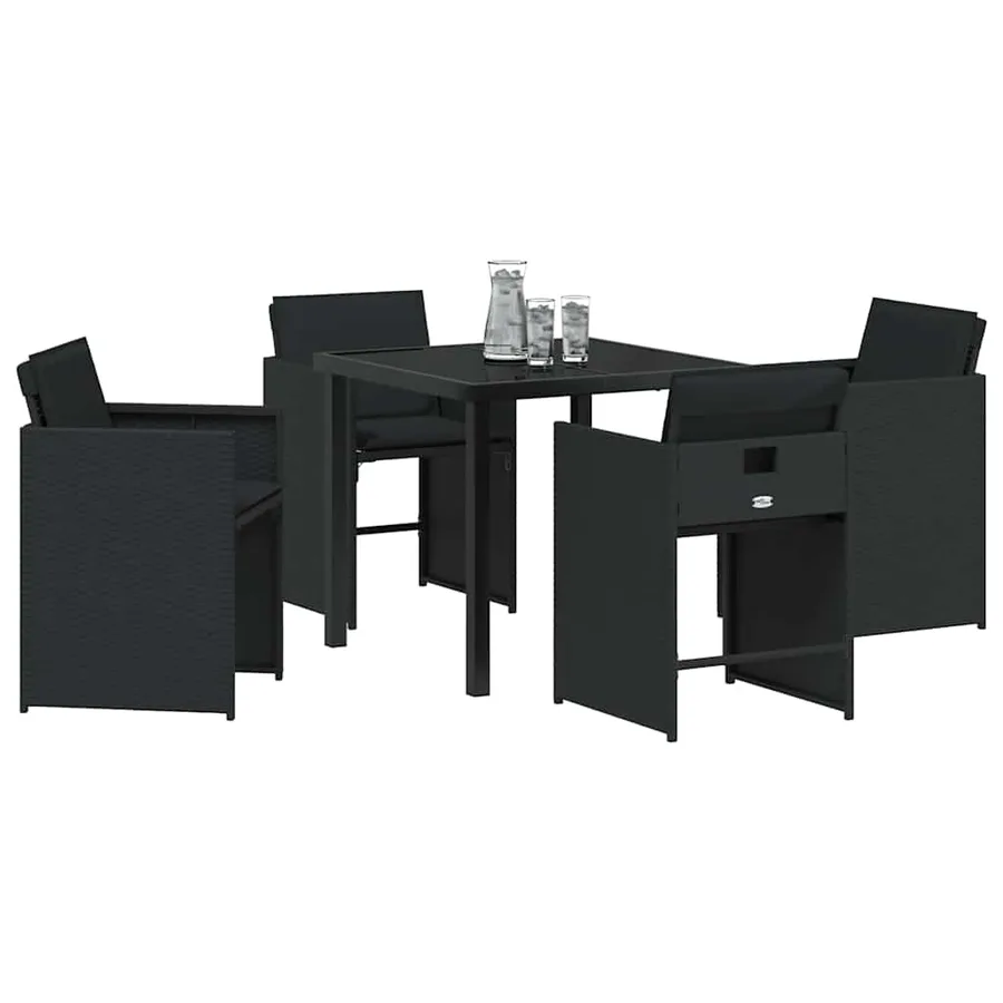 Ensemble de salle à manger pour jardin 5 pcs Noir polyrotin - 3